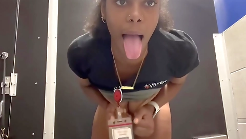 Sexy brunette hair with a dildo fuck