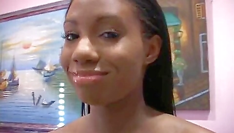 Amazing Ebony Babe Pleasing Big White Sausage